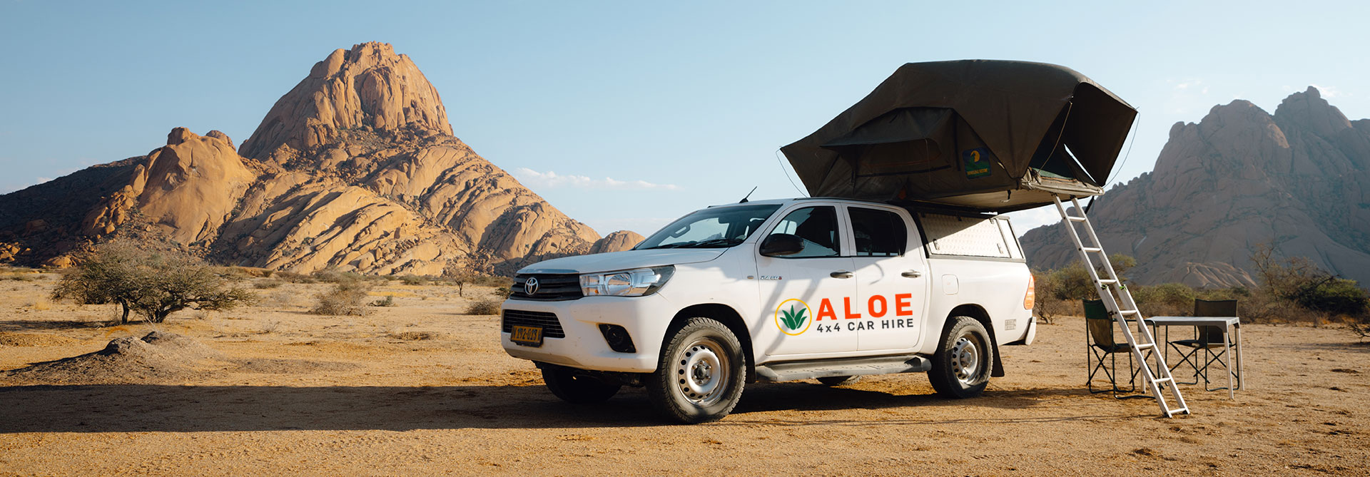 Aloe 4x4 car hire bakkie at spitzkoppe